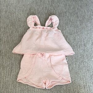 Pink Baby Outfit with Embroidered Details